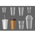disposable plastic cups for fast food drink mockup vector image