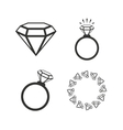 rings icons jewelry with diamond signs vector image