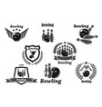 bowling championship or contest award icons vector image