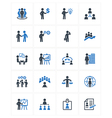 business management icons - blue series vector image