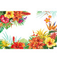frame with tropical plants and flowers vector image