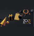 happy new 2021 year and merry christmas banner 3d vector image