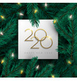 new year 2020 3d pine tree christmas light card vector image vector image