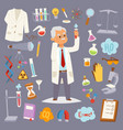 science man character professor lab icons vector image