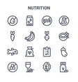 set 16 nutrition concept line icons 64x64 thin vector image