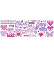 y2k glamour pink stickers in trendy emo goth 2000s vector image vector image