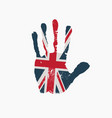 imprint a human hand in colors uk flag vector image vector image