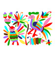 mexican tribal embroidary otomi style pattern vector image