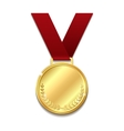 gold medal on red ribbon vector image