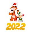 merry christmas 2022 with tiger in santa hat vector image