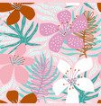 seamless tropical pattern with leaves and exotic vector image