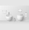 3d realistic white ceramic toilet bidet vector image