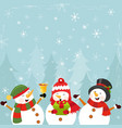 cute snowmen celebrating christmas vector image vector image