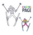coloring page with women ice skiing player cartoon vector image vector image