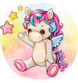 cute watercolor baby unicorn sitting in a rainbow vector image vector image
