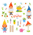 set of little garden gnomes vector image vector image