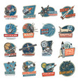 space retro icons universe research set vector image vector image