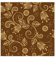 seamless pattern with flowers on a brown vector image