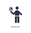 waiter with food tray icon on white background vector image