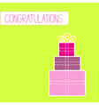 congratulations card with gift boxes green vector image