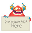 cute little red monster cartoon mascot character vector image