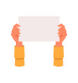 hand holding empty protester placard vector image vector image