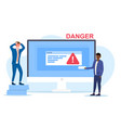 danger concept with warning on a computer screen vector image vector image