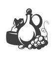 bottle of wine with grape silhouette isolated vector image