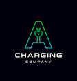 letter a electric plug logo template font vector image