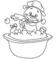 outlined teddy bear taking a bath vector image