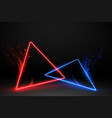 red and blue tiangles with glow effect vector image