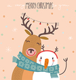 deer and snowman vector image vector image