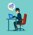 hacker activity cyber thief on internet device vector image