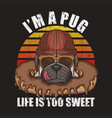 pug dog donuts retro vector image vector image