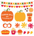 pumpkin spice clip art set vector image