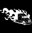 white silhouette of black truck with flames vector image vector image