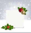 christmas banner with holly berry vector image vector image