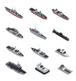 military boats isometric icon set vector image vector image