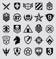 military icons symbol set on gray vector image vector image