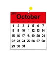 leaf calendar 2017 with the month of october vector image