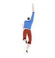 man running with hand up in air back view vector image