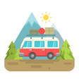 retro van with mountain background vector image