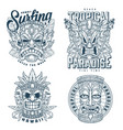 tiki mascots set stickers monochrome vector image vector image