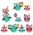 birthday party elements with owls vector image vector image