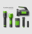 realistic flashlights tourist hand lights vector image