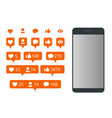 set of icon like follower comment vector image
