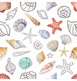 watercolor seamless pattern with sea shells vector image