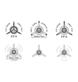 set of vintage airplane propeller emblems biplane vector image vector image