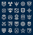 military icons symbol set on navy vector image vector image