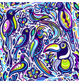 seamless pattern exotic bird tropical jungle vector image